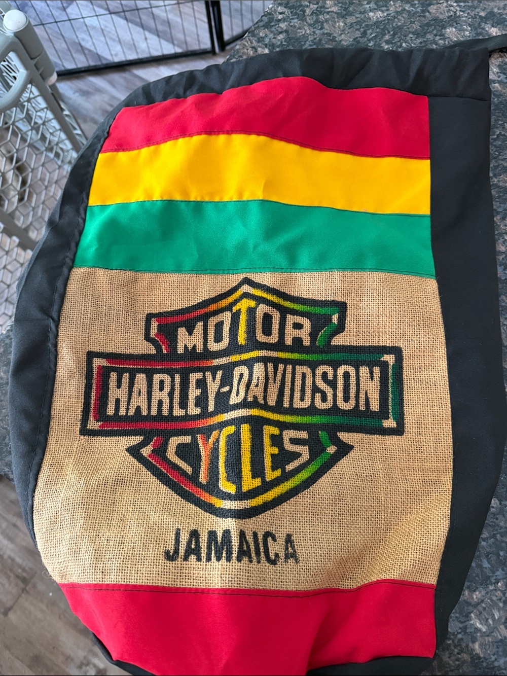 Harley-Davidson Rasta Stripe Canvas Backpack Cover in Red, Yellow, Green
